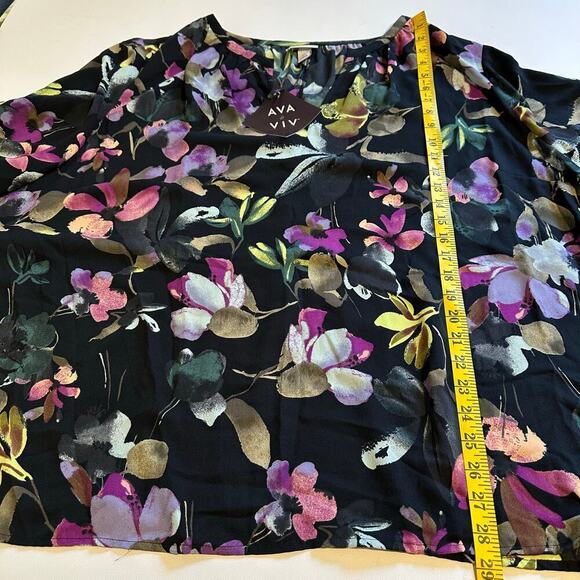 NWT Ava & Viv Black Floral Blouse 3X - Picture 7 of 8